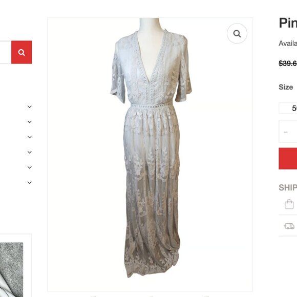 Pink Lily‎ Maxi Dress Lace Grey Off White Boho Sheer Short Sleeve Deep V-Neck S - Picture 2 of 12